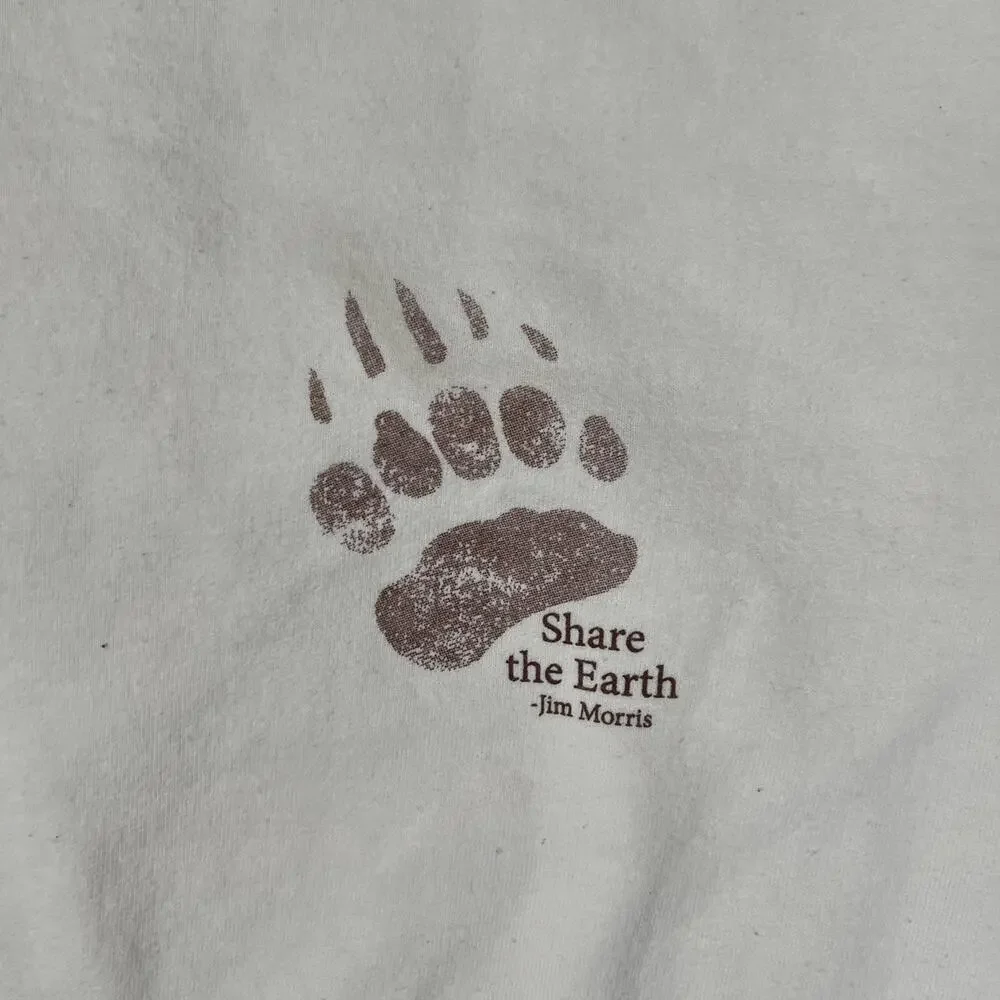 Vintage Jim Morris Share The Earth Sweatshirt Mens Large White Bear 1993 Hiking